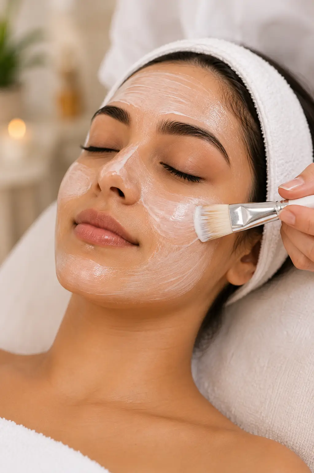 Woman enjoying a relaxing facial treatment