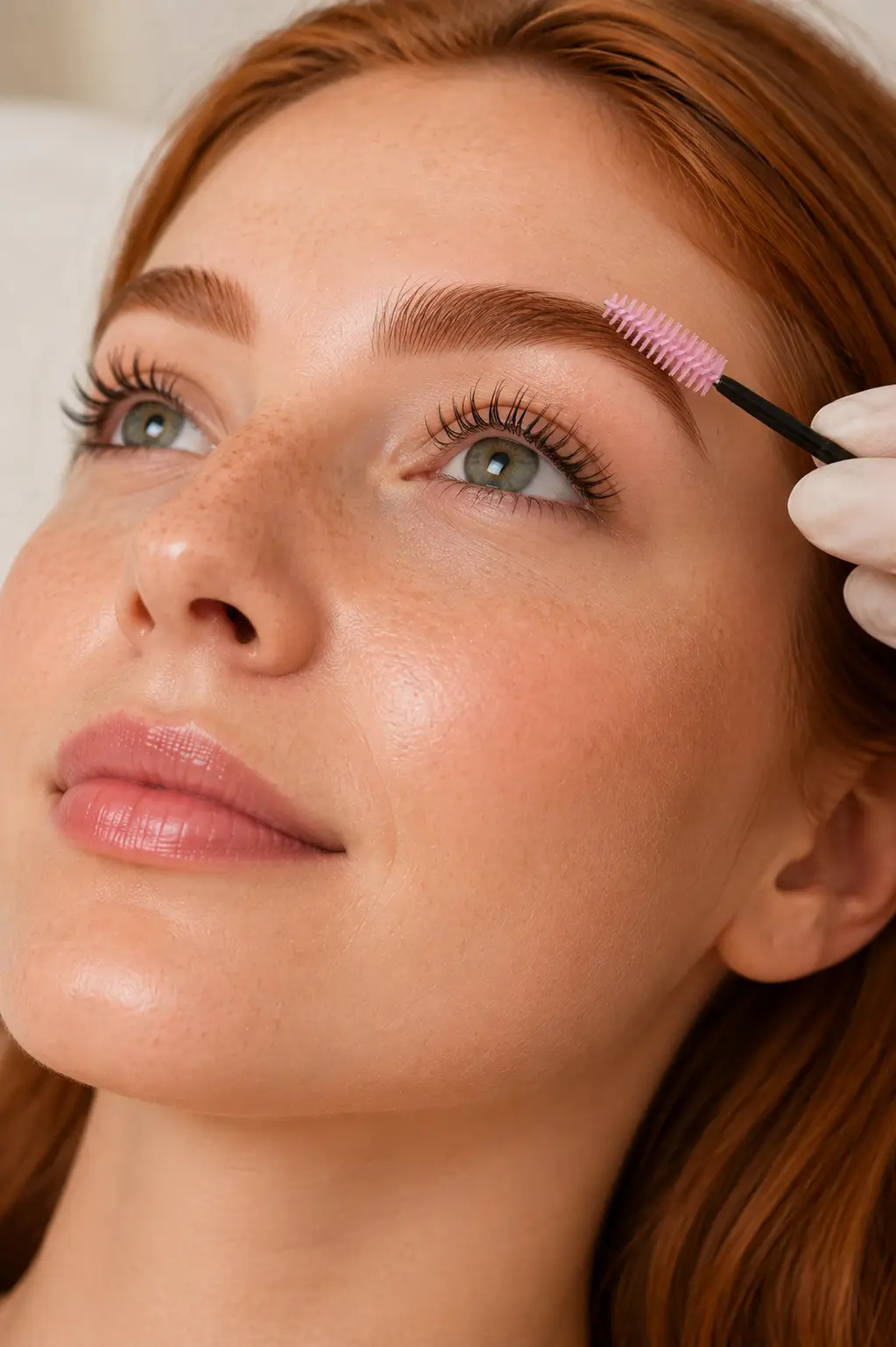 Lifted, curled lashes framing the eye