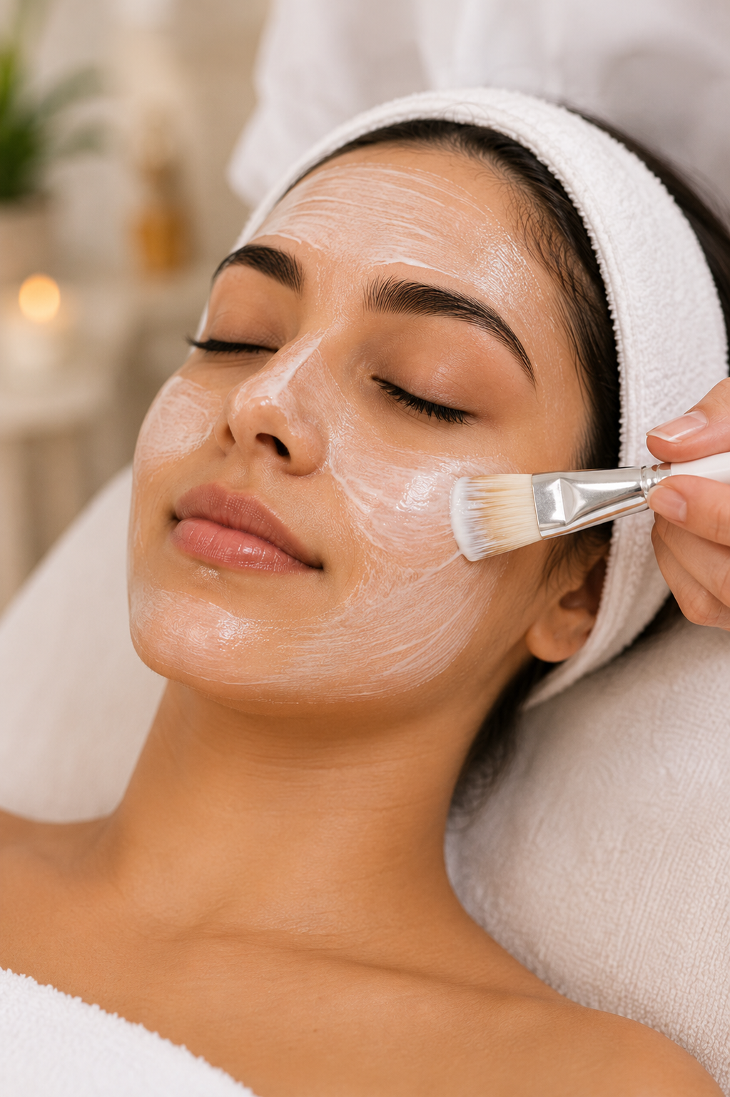 Woman enjoying a relaxing facial treatment