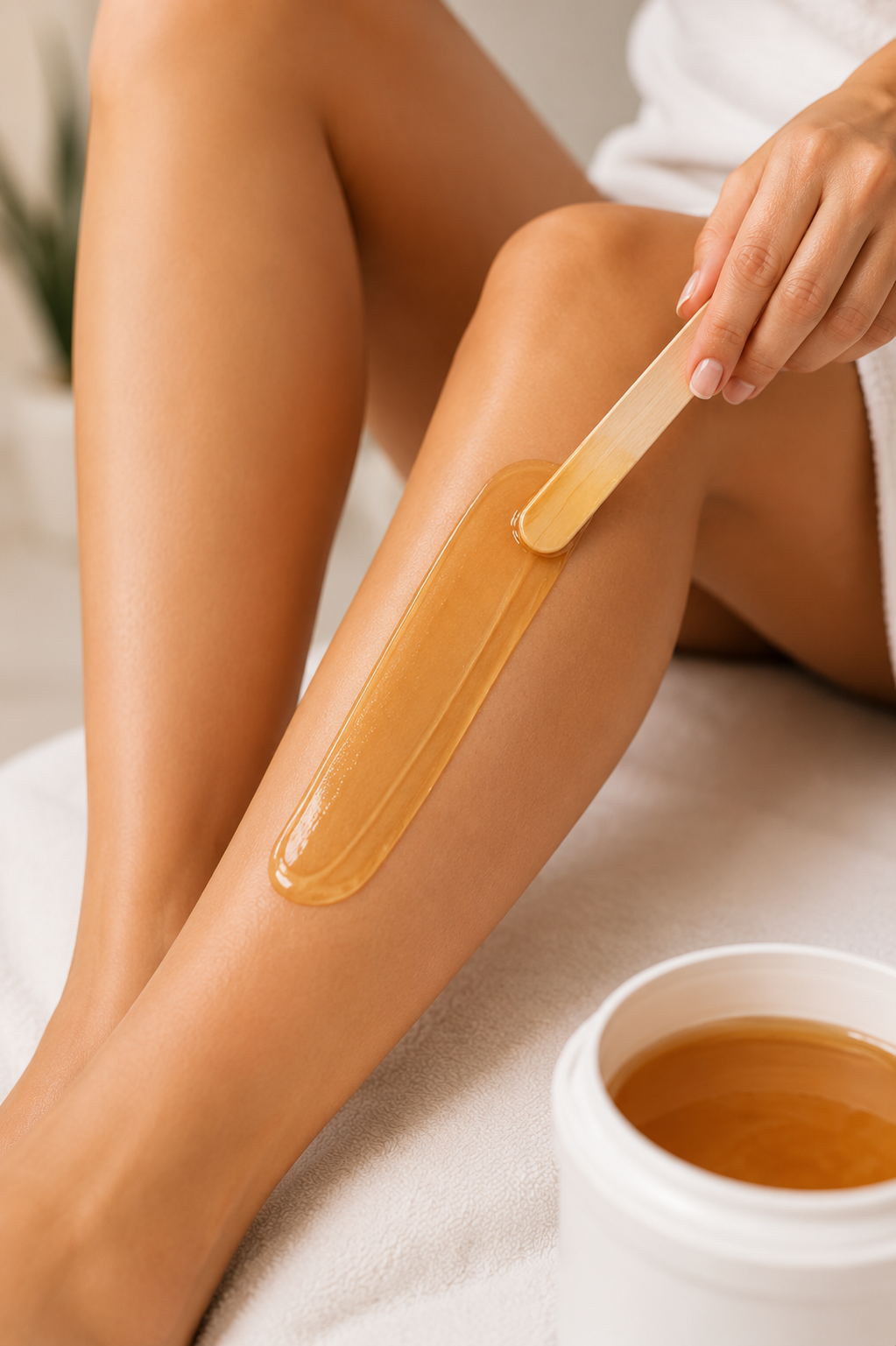 Smooth skin after a professional waxing treatment